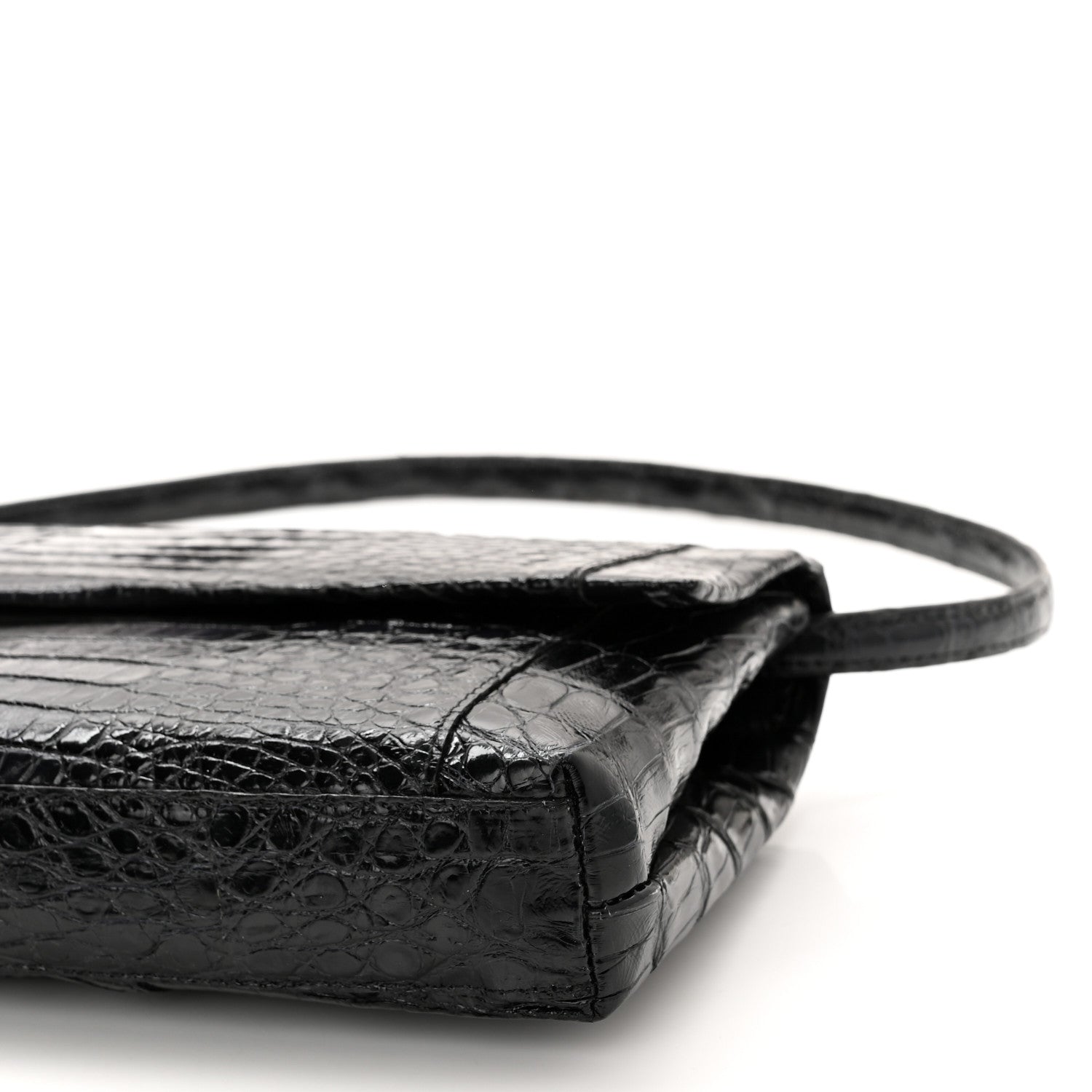Nancy Gonzalez Crocodile Foldover Clutch Black White 9 of 9