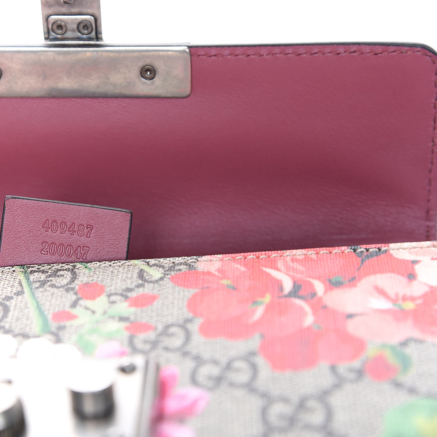 Gucci GG Supreme Monogram Blooms Small Padlock Shoulder Bag Beige Multicolor Dry Rose 8 of 11