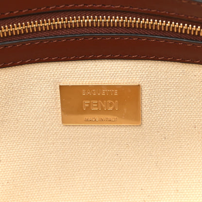 Fendi Sardinian Jacquard Vitello King FF 1974 Embroidered Baguette Corda Praline 6 of 11