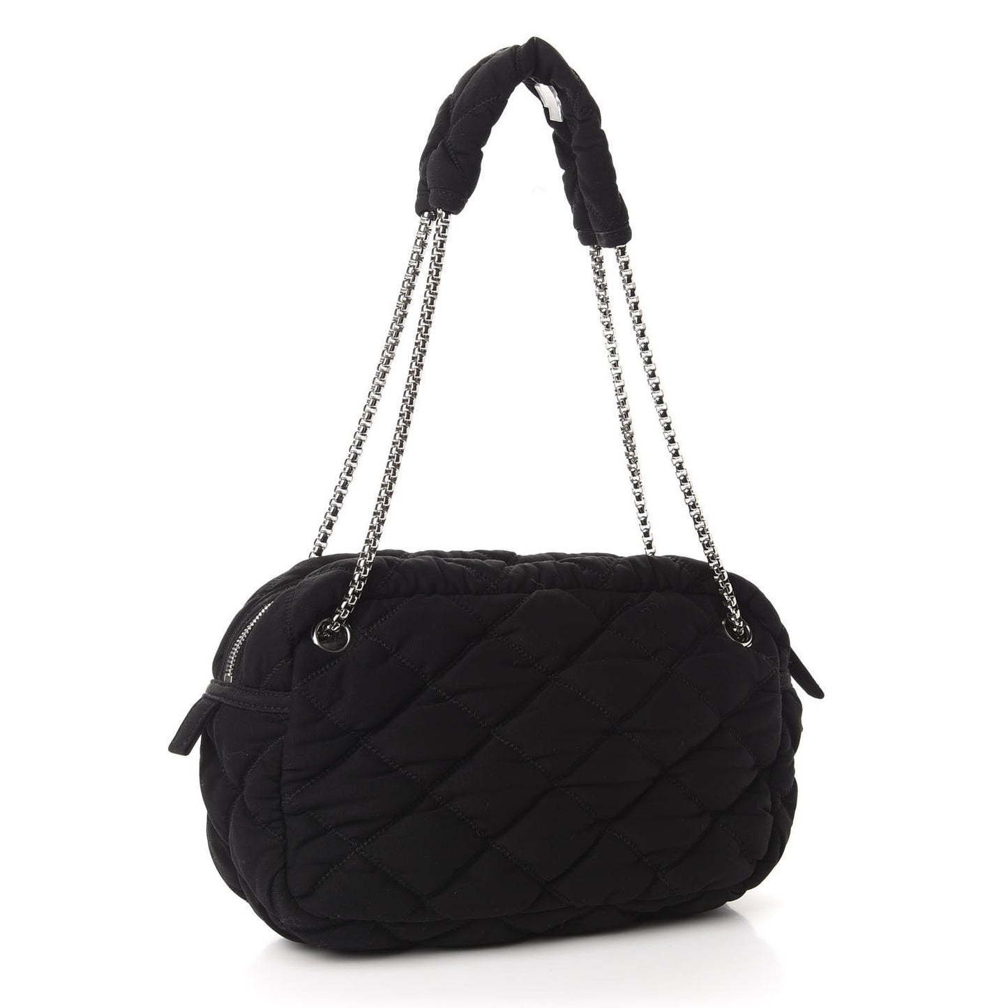 Nylon Bubble Quilt Shoulder Bag Black