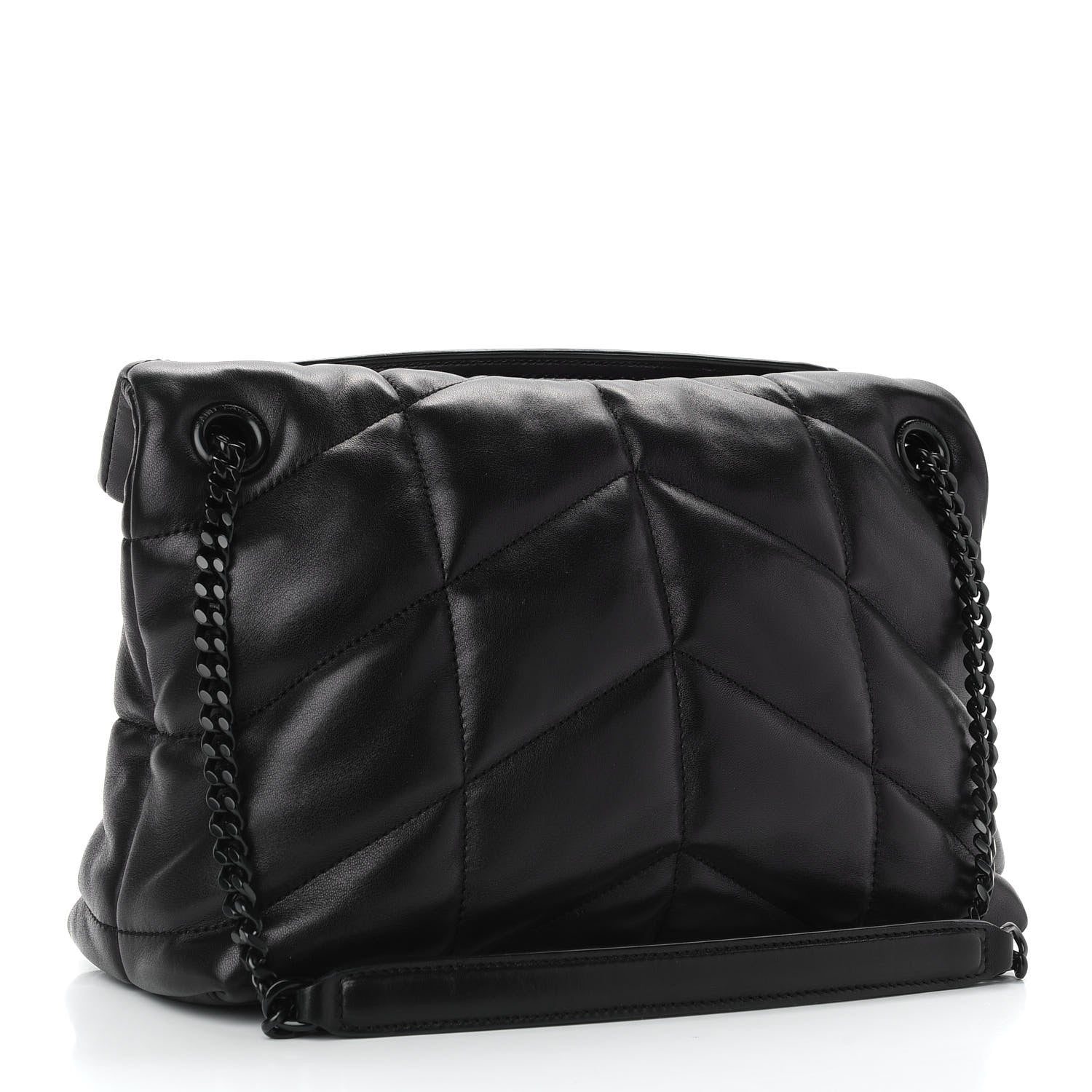 Saint Laurent Lambskin Quilted Small Loulou Puffer Monogram Chain Satchel Black 2 of 7