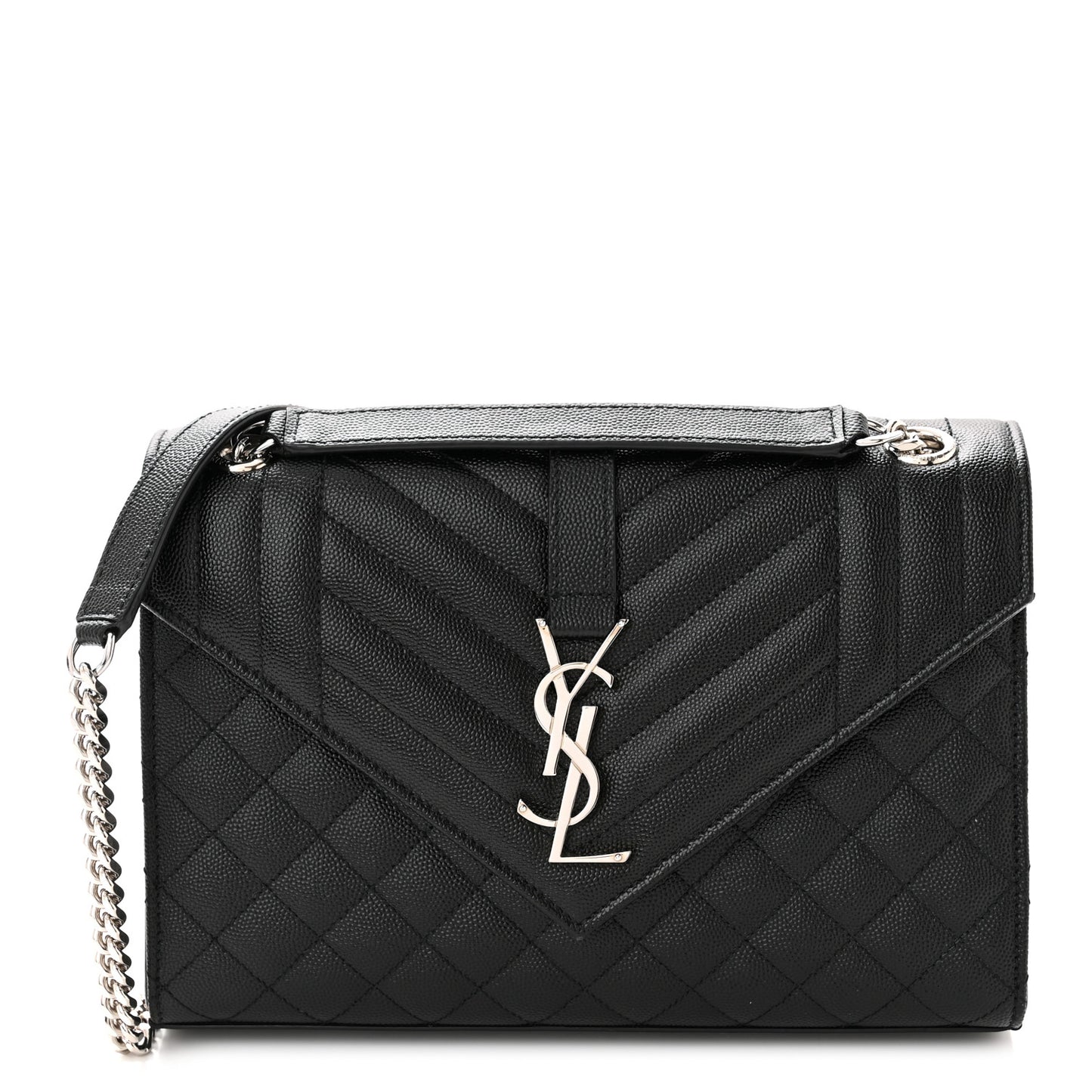 Grain De Poudre Textured Mixed Matelasse Triquilt Medium Monogram Satchel Black