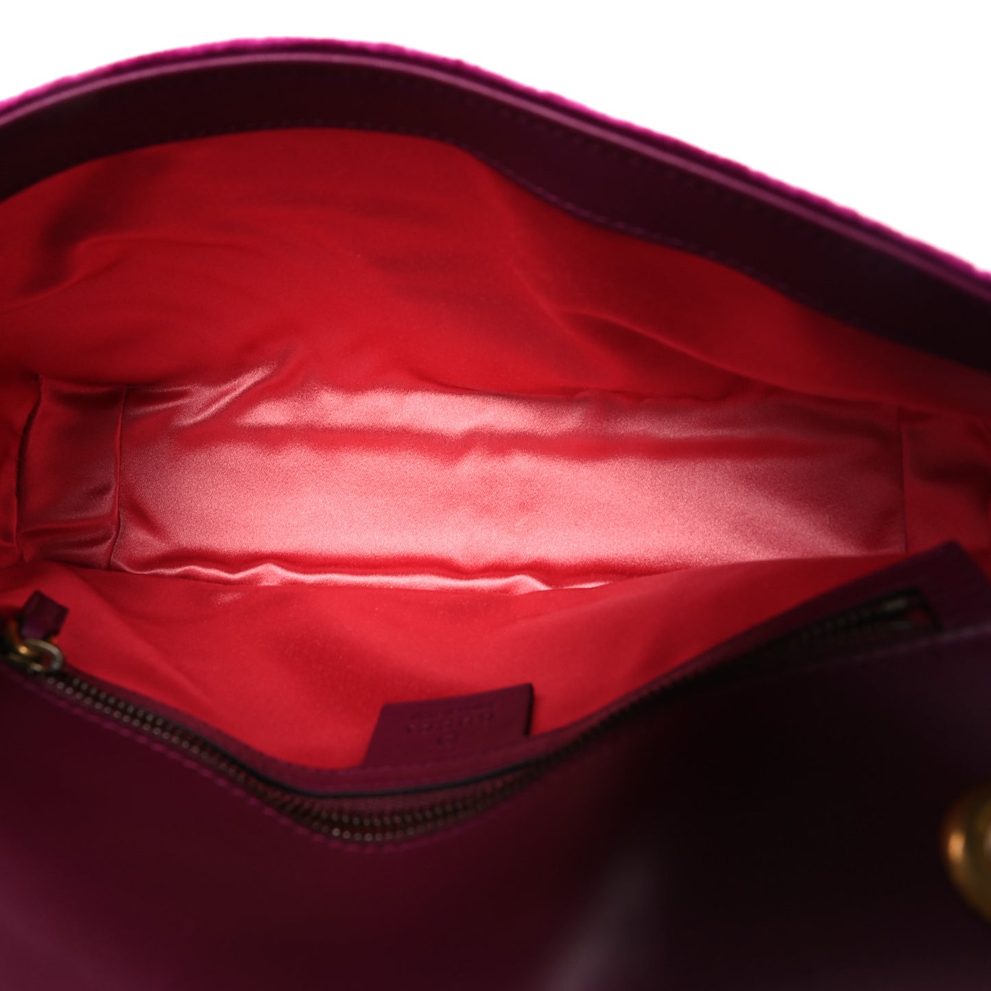 Velvet Matelasse Small GG Marmont Shoulder Bag Fuchsia Violet Cyclamen