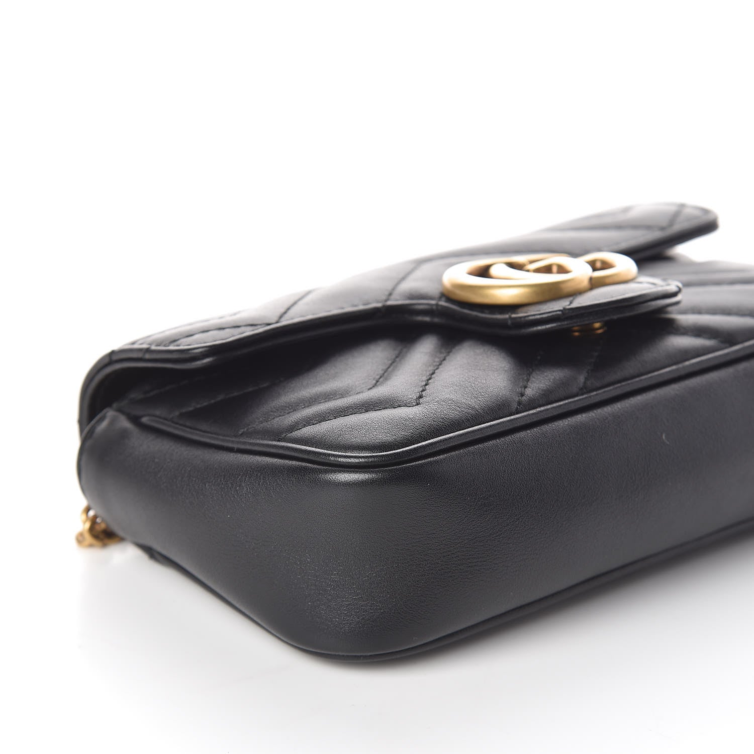 Gucci Calfskin Matelasse Super Mini GG Marmont Shoulder Bag Black 8 of 10