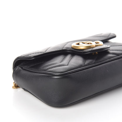 Gucci Calfskin Matelasse Super Mini GG Marmont Shoulder Bag Black 8 of 10