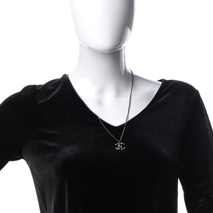 Chanel Baguette Crystal Large CC Necklace Silver Black 2 of 5
