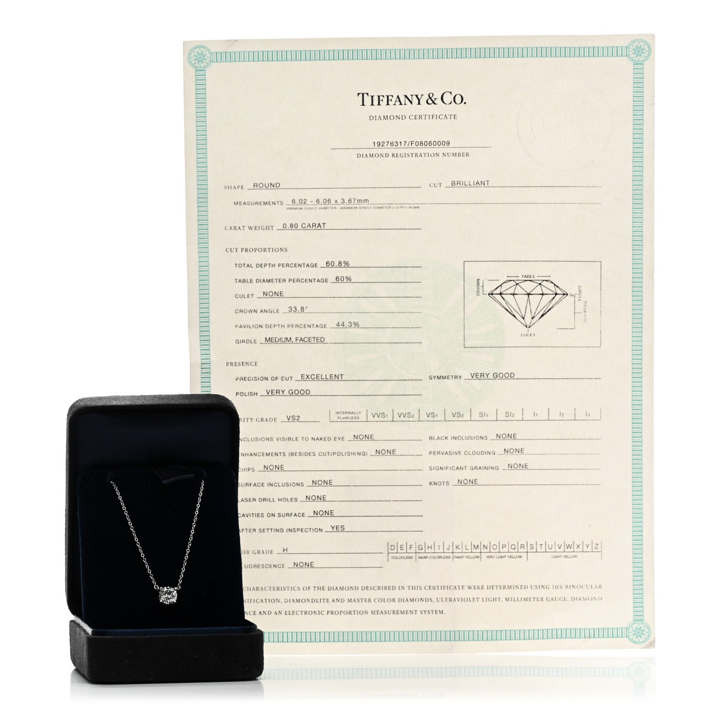 Tiffany Platinum Diamond .80ct Solitaire Pendant Necklace 5 of 5