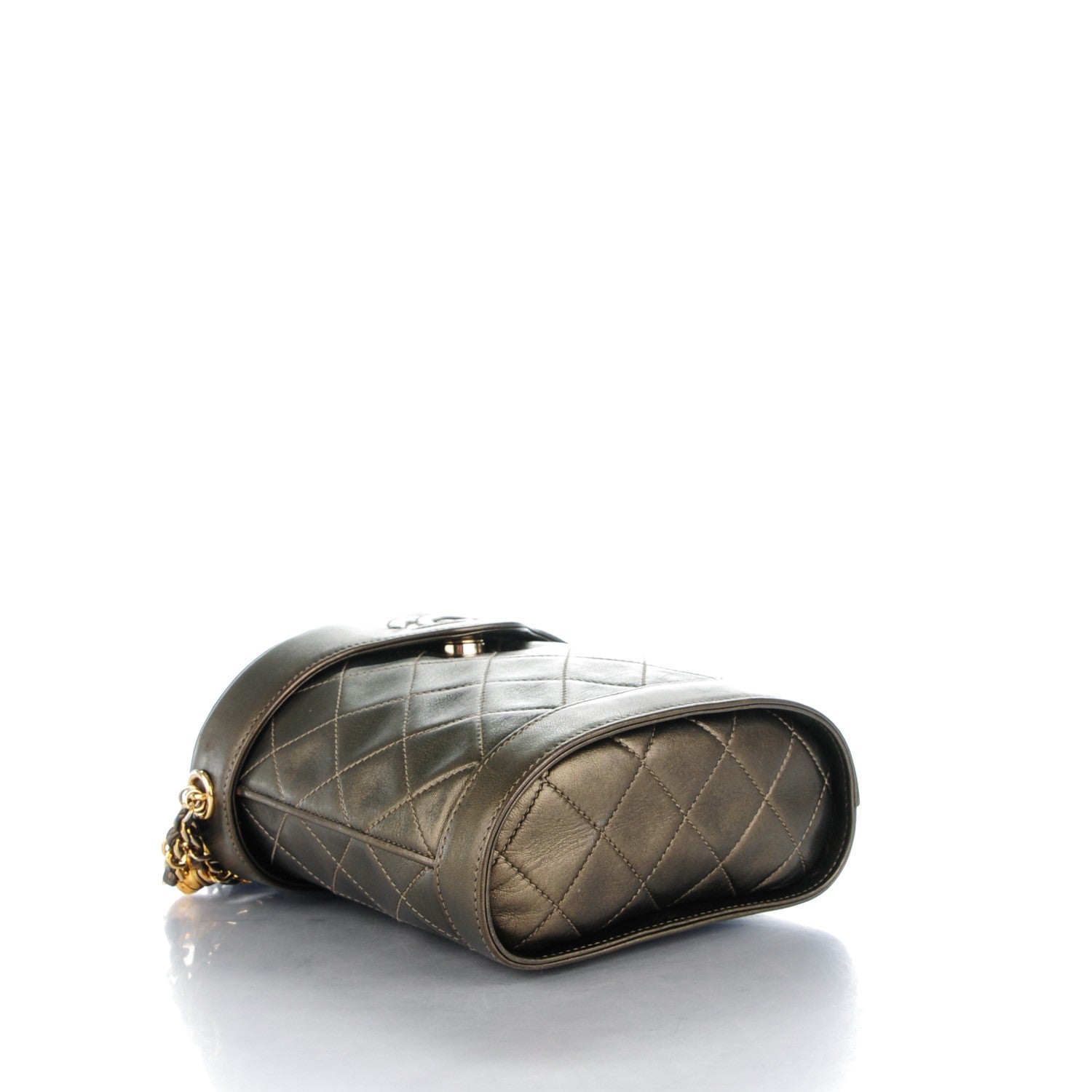 Chanel Metallic Lambskin Quilted Tassel Shoulder Bag Green 4 of 8