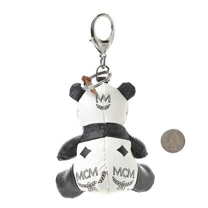 MCM Visetos Panda Animal Key Ring Bag Charm Black White 2 of 4