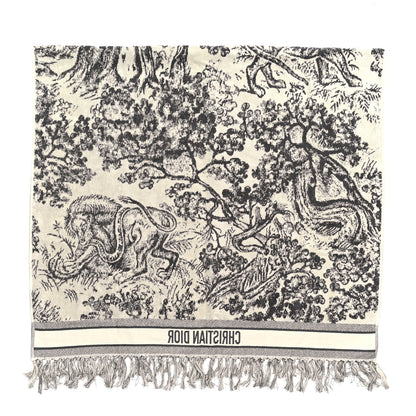 Christian Dior Cotton Toile De Jouy Reverse Towel Grey Ivory 3 of 4