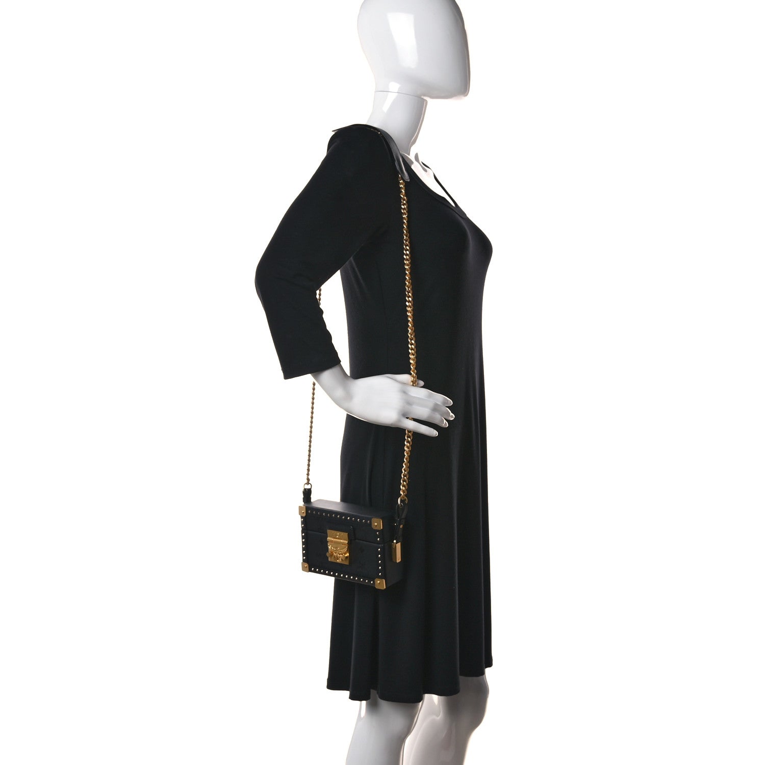 MCM Monogram Coated Canvas Berlin Mini Shoulder Bag Black 2 of 9