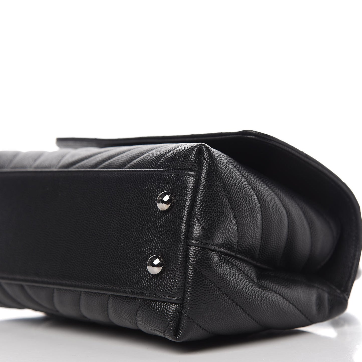 Caviar Chevron Quilted Mini Coco Handle Flap Black