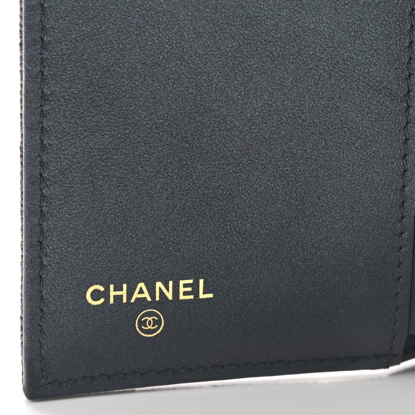 Iridescent Caviar Quilted Small Flap Wallet Black