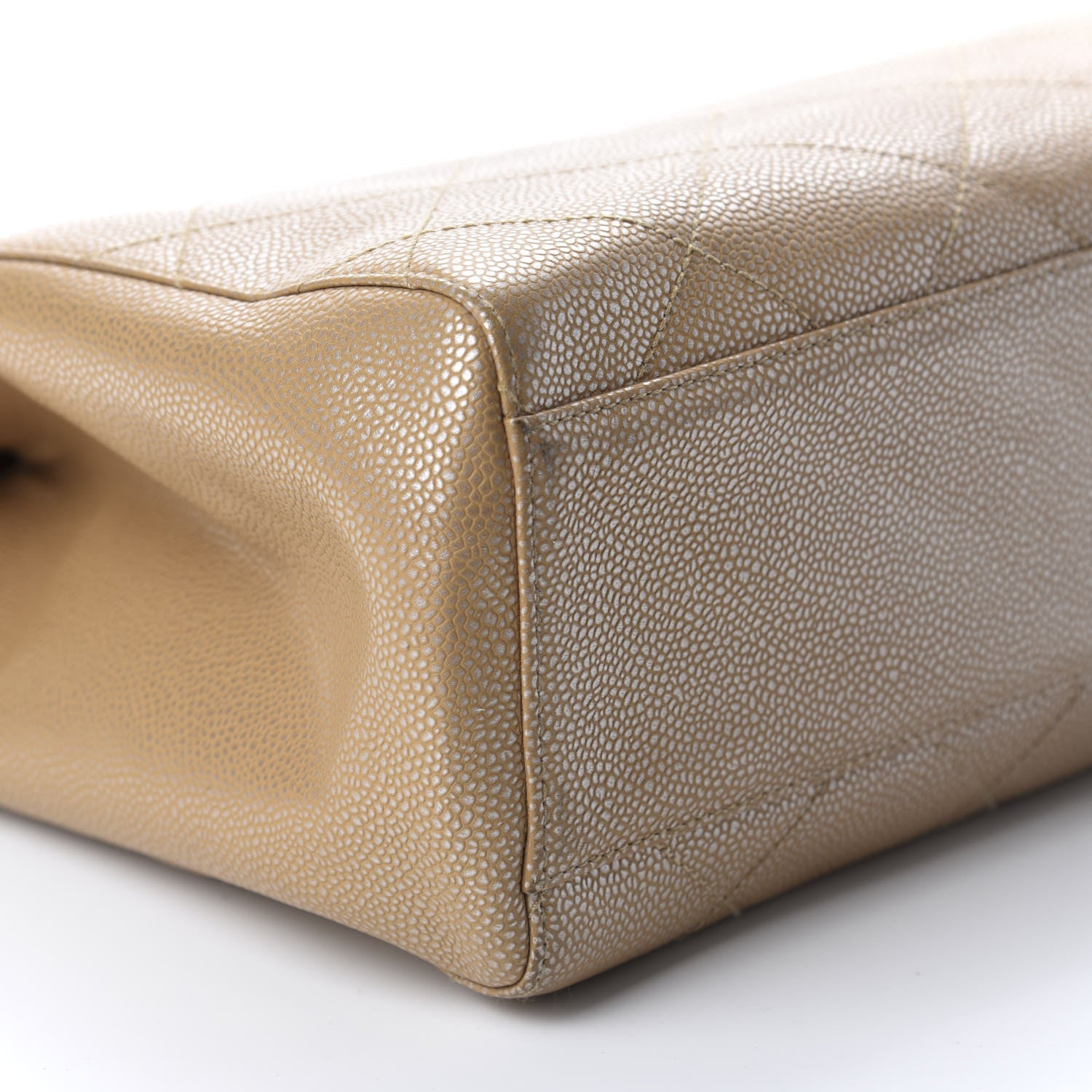 Chanel Metallic Caviar Quilted Shopping Tote Beige 6 of 13