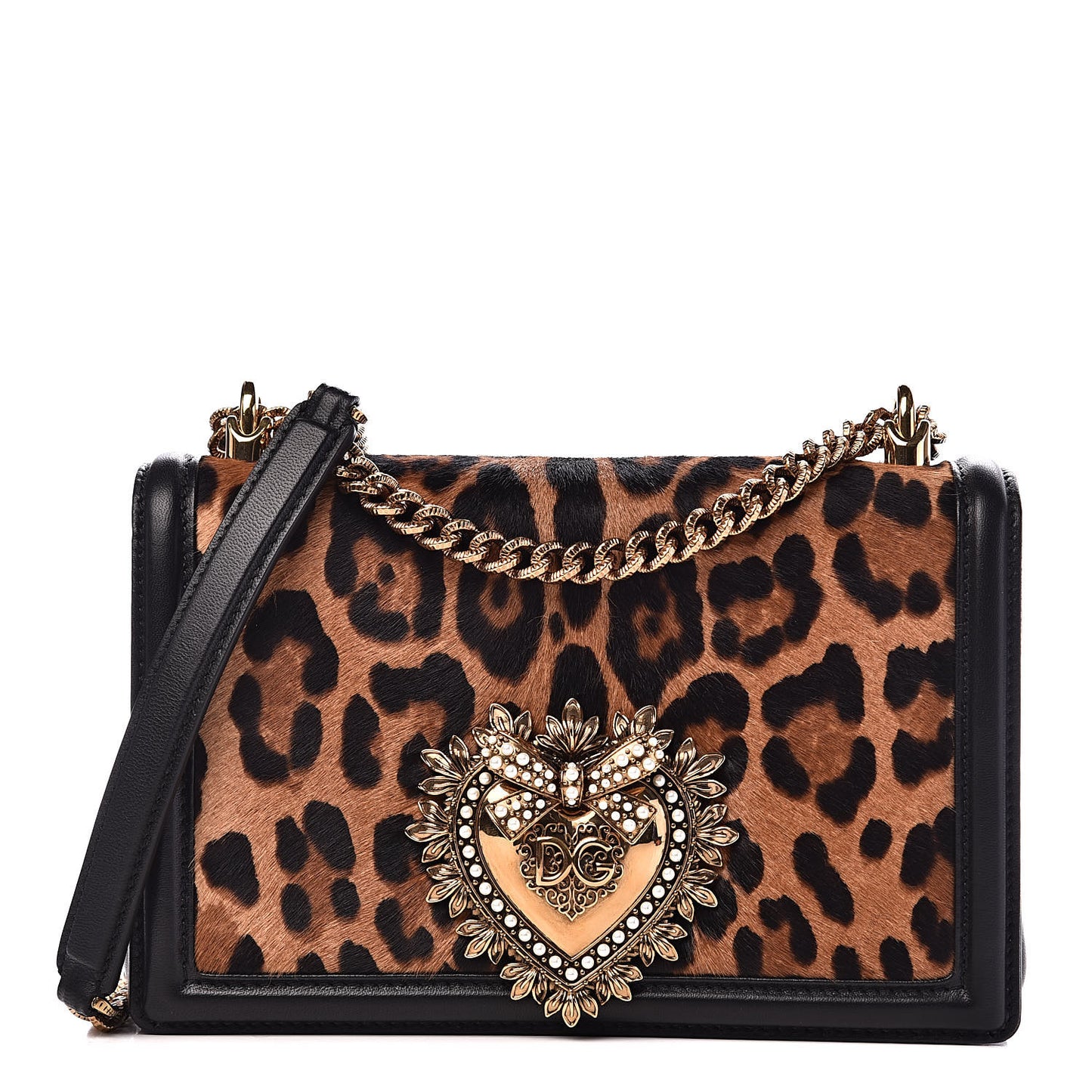 Pony Hair Leopard Print Medium Devotion Bag