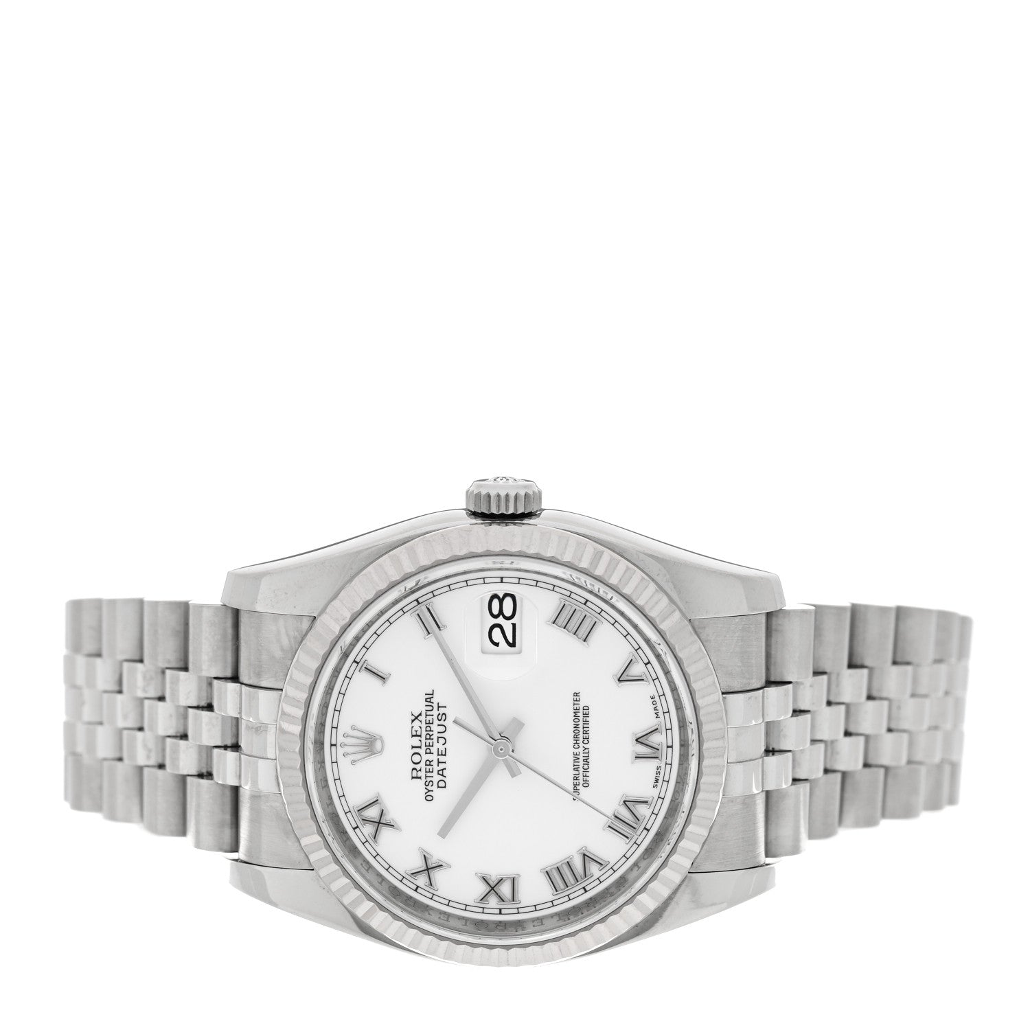 Rolex Stainless Steel 18K White Gold 36mm Oyster Perpetual Datejust Watch White Roman 116234 2 of 4