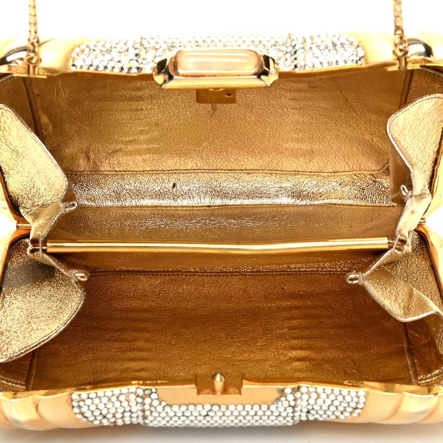 Swarovski Crystal Minaudiere Clutch Gold