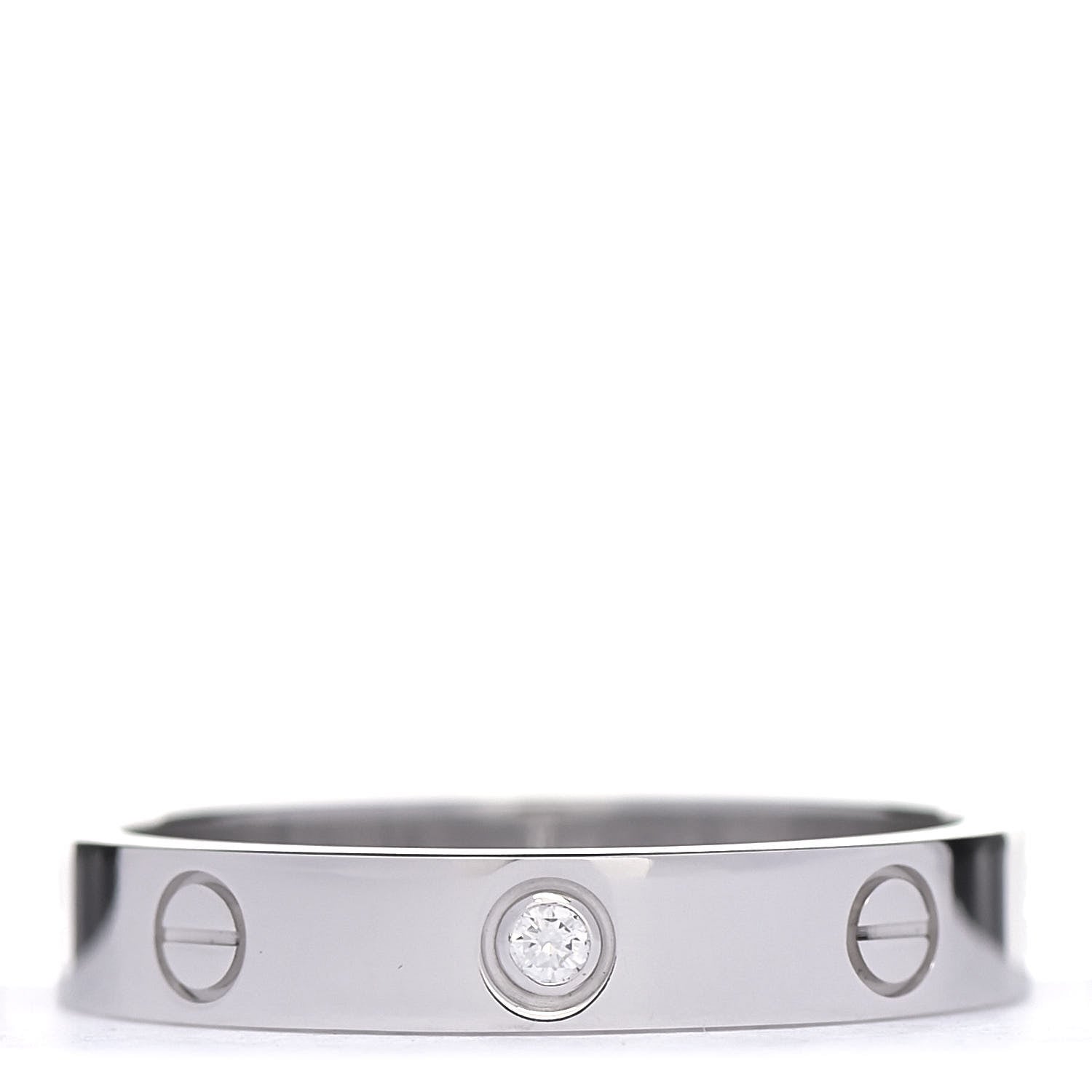 Cartier 18K White Gold Diamond 4mm LOVE Wedding Band Ring 59 8.75 1 of 5