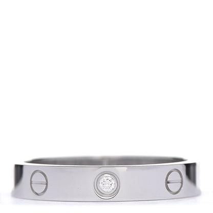 Cartier 18K White Gold Diamond 4mm LOVE Wedding Band Ring 59 8.75 1 of 5