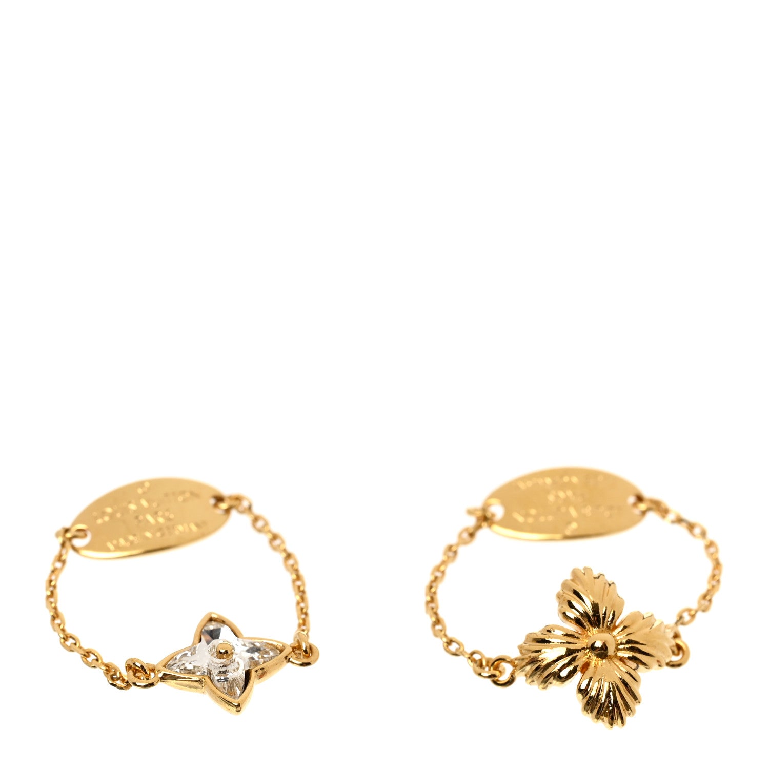 Louis Vuitton Crystal Blooming Strass Ring Set M Gold 1 of 9