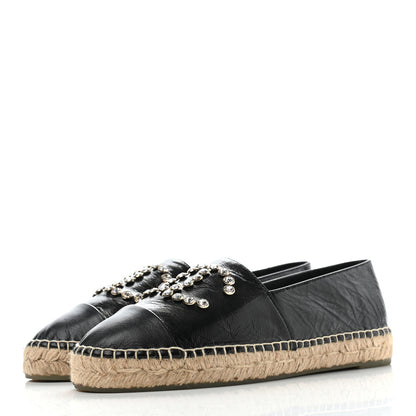 Chanel Patent Calfskin Crystal CC Espadrilles 38 Black 2 of 8