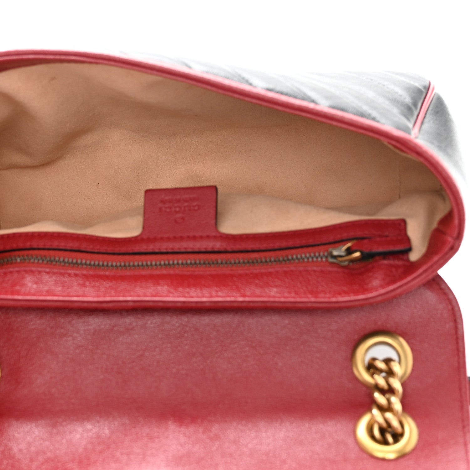 Gucci Vintage Effect Calfskin Matelasse Diagonal Small Torchon GG Marmont Shoulder Bag Black Romantic Cherry 5 of 10