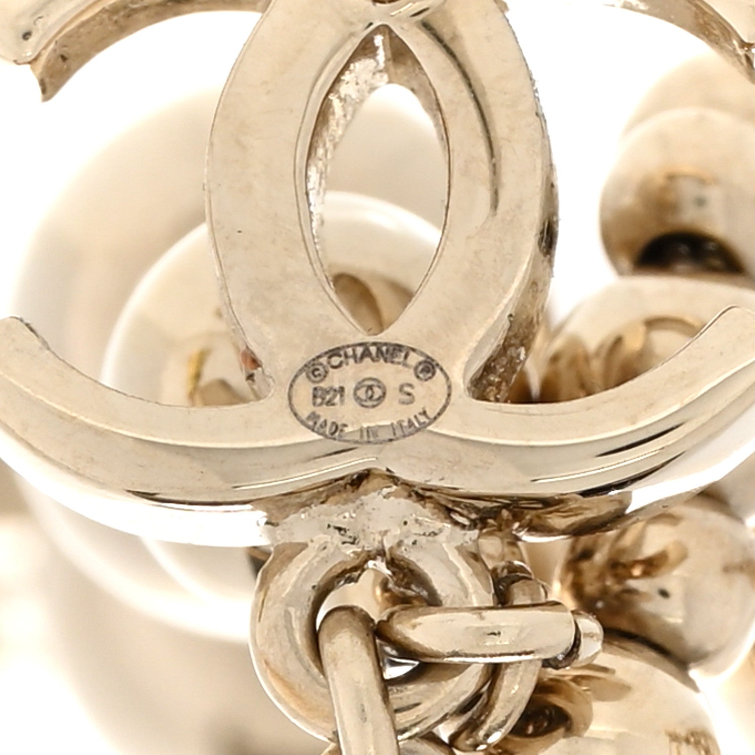 Chanel Metal CC Bead Drop Earrings Gold 4 of 5