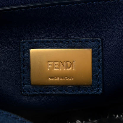Fendi Ostrich Shiny Nappa Medium Peekaboo Iconic Satchel Blue 7 of 10