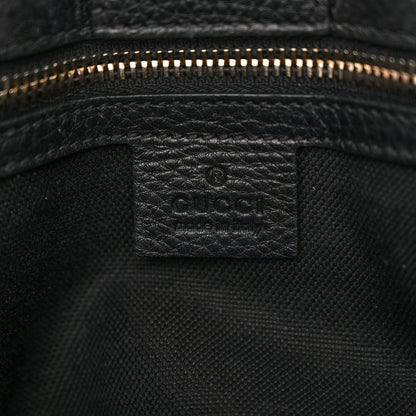 Gucci Pebbled Calfskin Medium Bamboo Shopper Tote Black 7 of 16