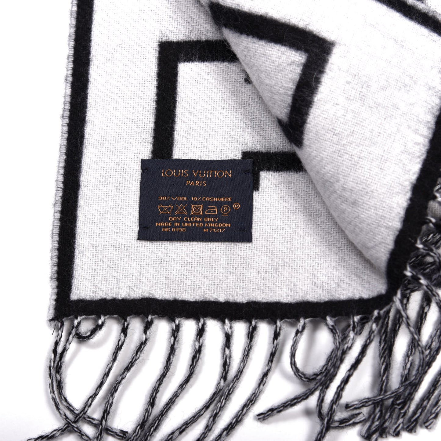 Wool Cashmere Louis City Scarf Black White