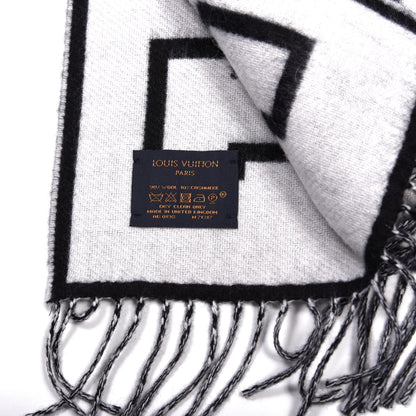 Louis Vuitton Wool Cashmere Louis City Scarf Black White 3 of 3