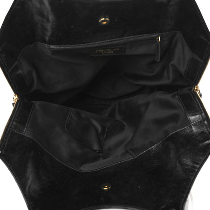 Saint Laurent Patent Crocodile Embossed Tribute Tote Black 5 of 7
