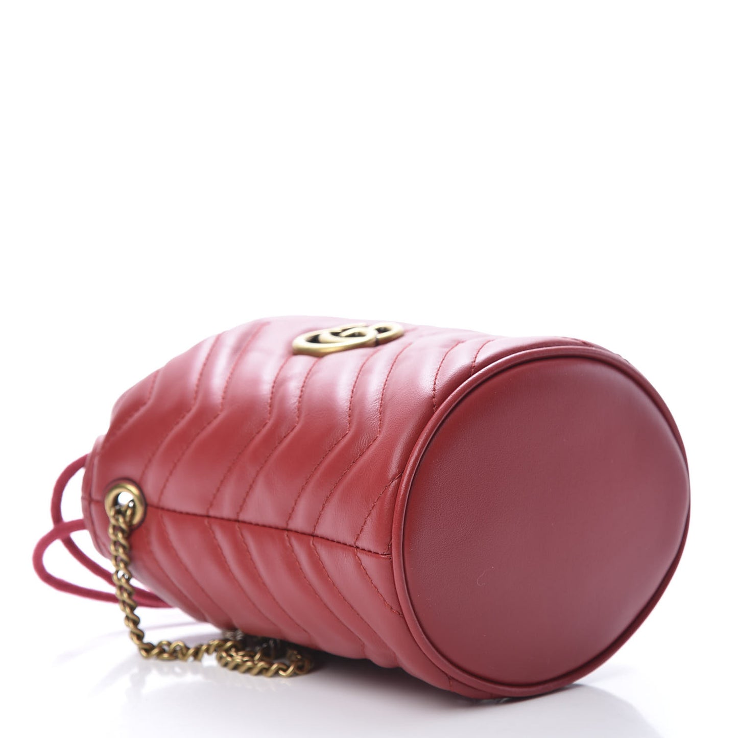 Calfskin Matelasse Mini GG Marmont 2.0 Bucket Bag Hibiscus Red