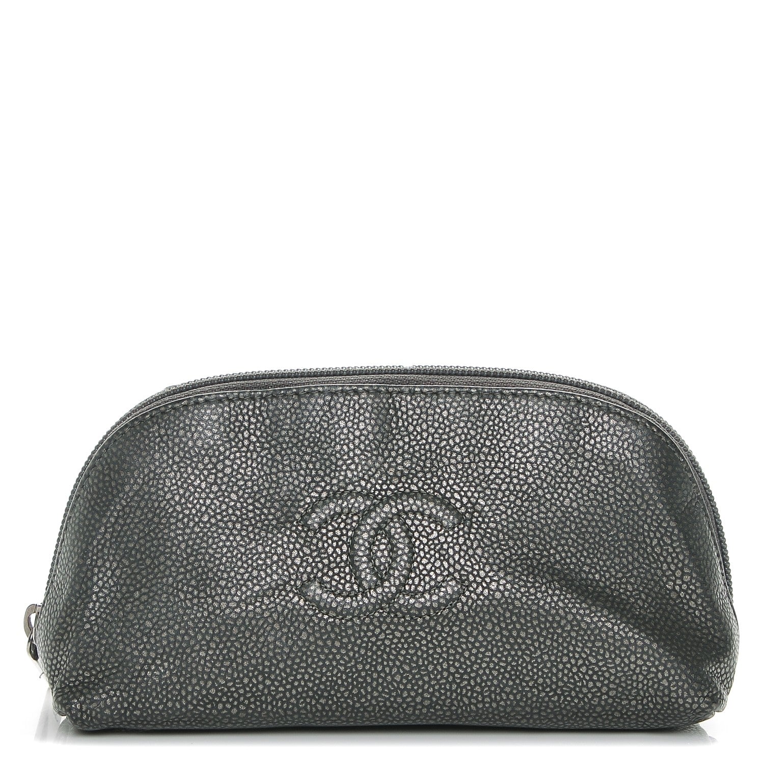 Chanel Metallic Caviar Timeless CC Cosmetic Pouch Dark Grey 1 of 8