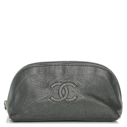 Chanel Metallic Caviar Timeless CC Cosmetic Pouch Dark Grey 1 of 8