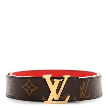 Louis Vuitton Monogram Calfskin LV Initiales Reversible Belt 75 30 Red 1 of 6