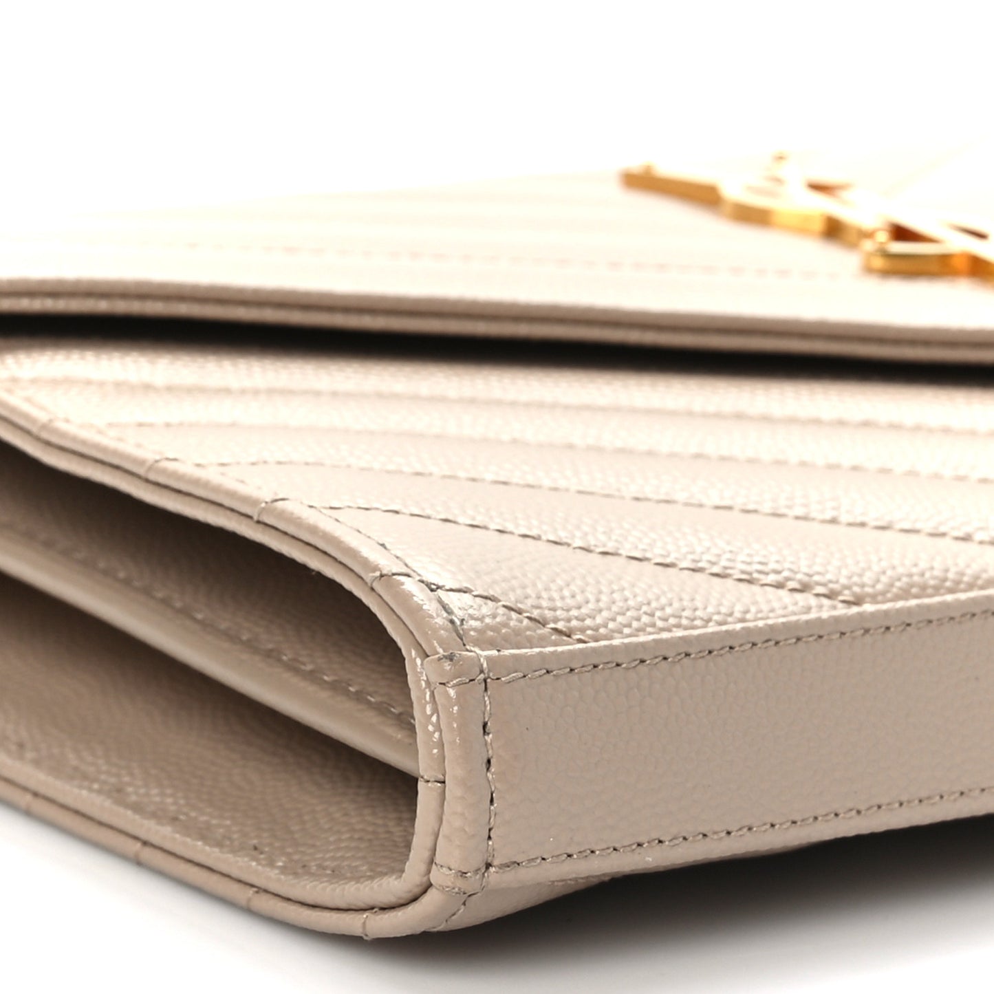 Grain De Poudre Matelasse Chevron Monogram Chain Wallet Nude Powder