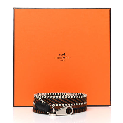 Hermes Toile Swift 25mm Grand Mousquetons Sangle Cavale Shoulder Strap Noisette Black 6 of 6
