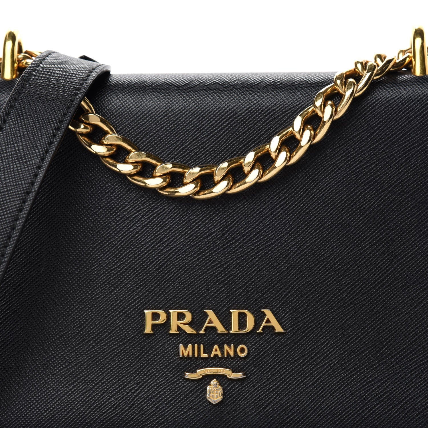 Prada Saffiano Soft Calfskin Chain Crossbody Bag Black 11 of 11
