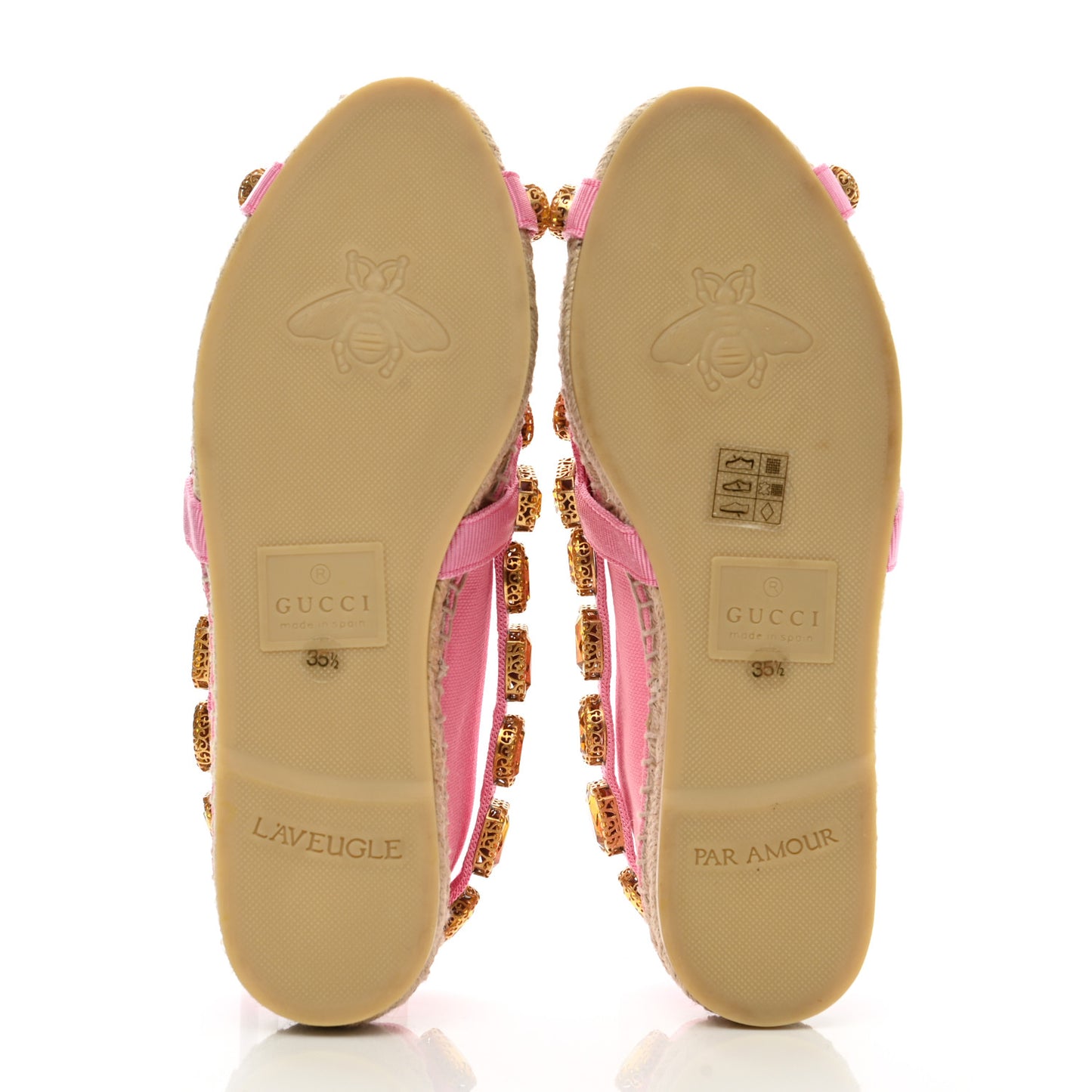 Canvas Crystal Embellished Espadrilles 35.5 Pink