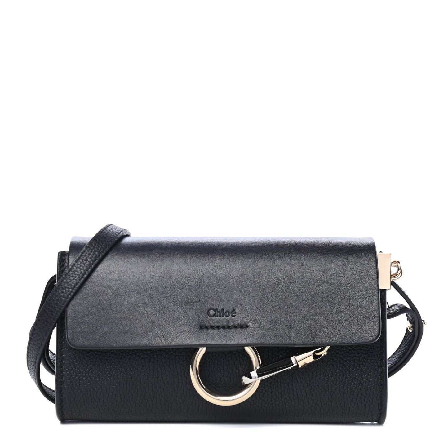 Grained Calfskin Lambskin Mini Faye Shoulder Bag Black