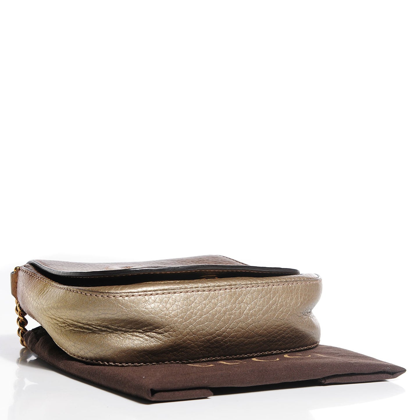 Metallic Pebbled Calfskin Small Soho Flap Crossbody Gold Ombre