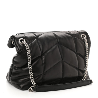Saint Laurent Lambskin Quilted Small Loulou Puffer Monogram Chain Satchel Black 3 of 11