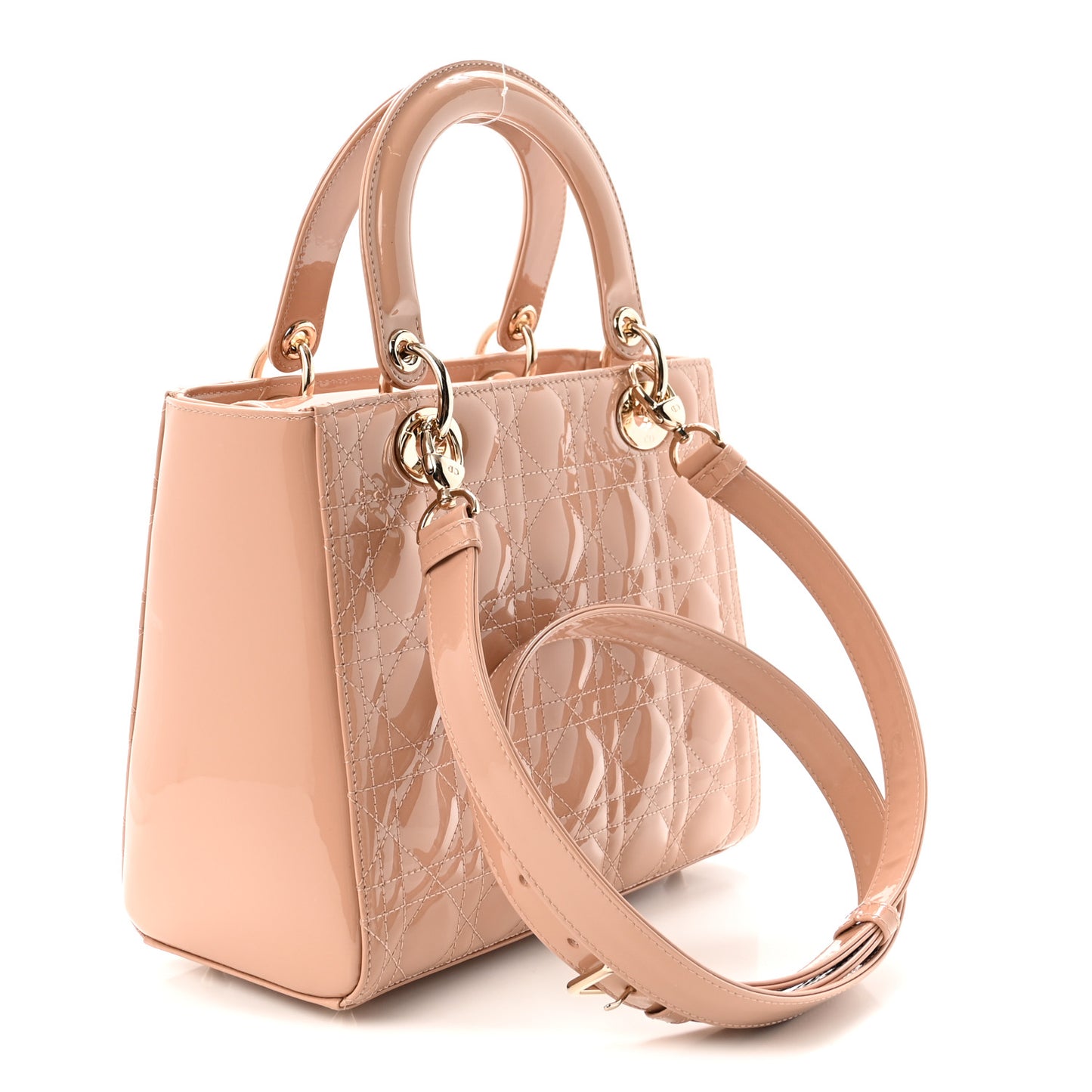 Patent Cannage Medium Lady Dior Rose Des Vents