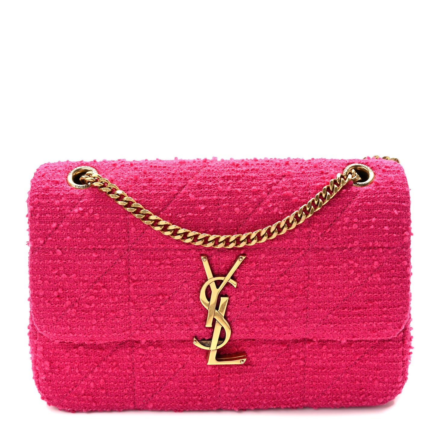 Boucle Tweed Patchwork Monogram Medium Jamie Baguette Magenta