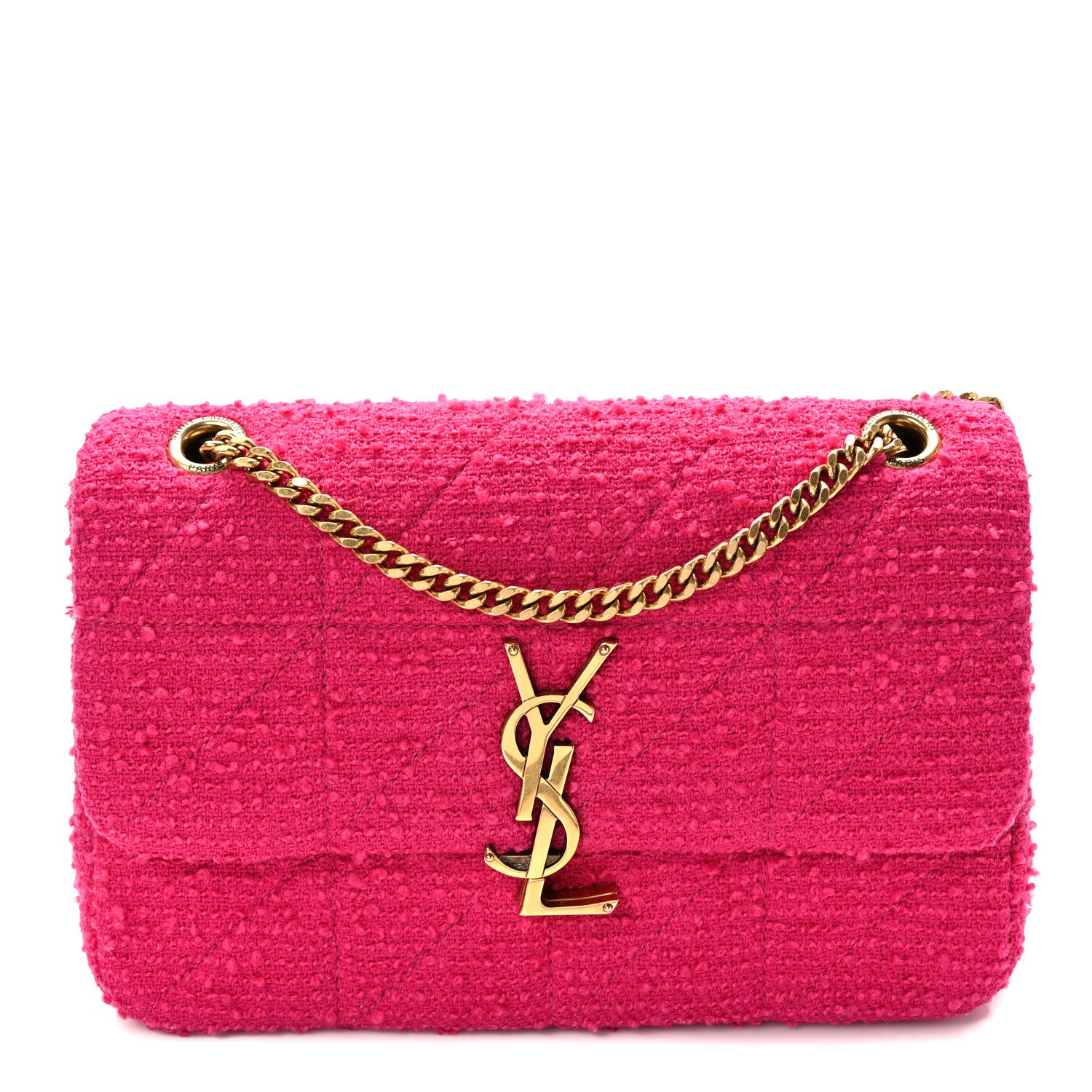 Saint Laurent Boucle Tweed Patchwork Monogram Medium Jamie Baguette Magenta 1 of 10