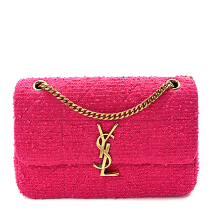 Saint Laurent Boucle Tweed Patchwork Monogram Medium Jamie Baguette Magenta 1 of 10