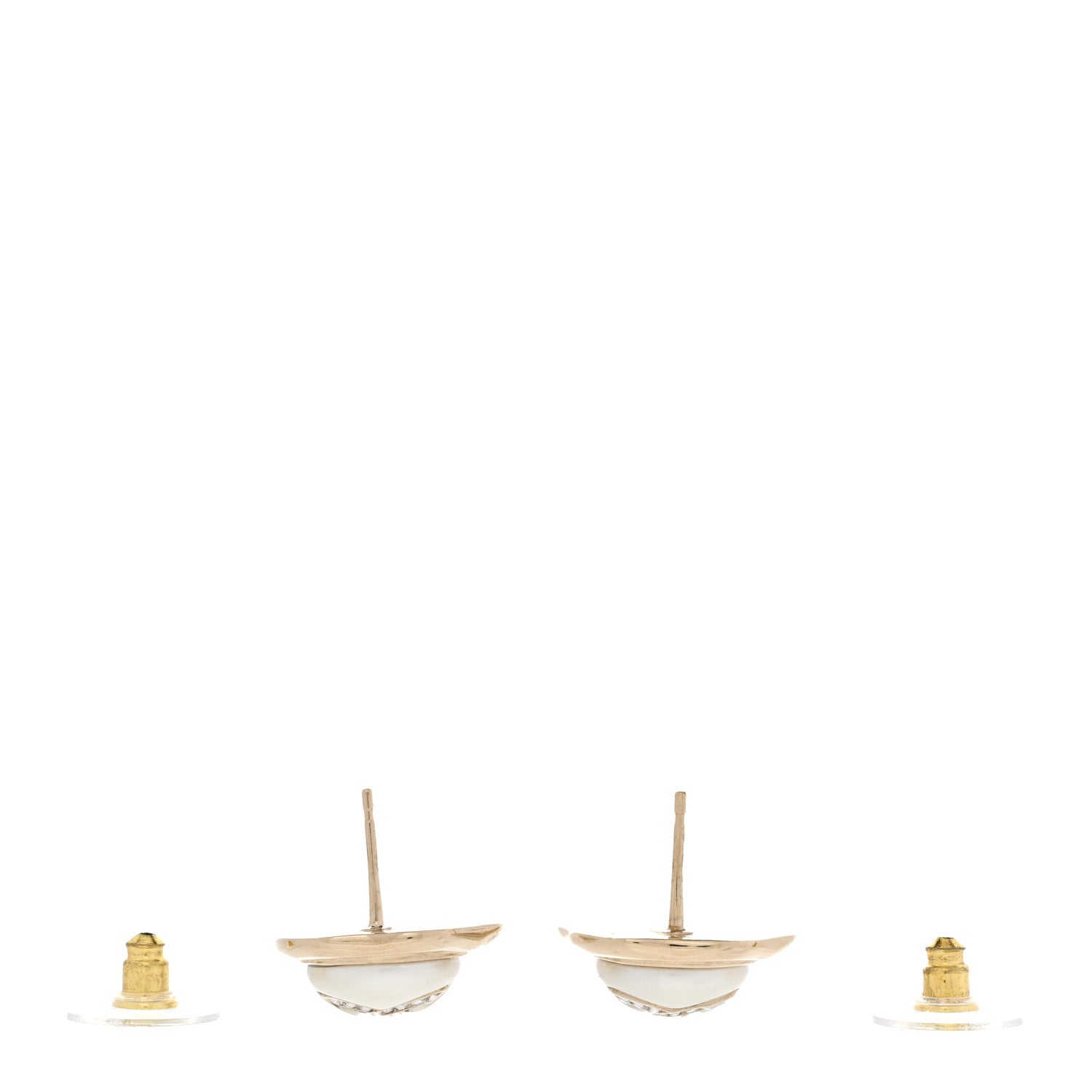 Chanel Metal Resin Crystal CC Earrings Gold 3 of 5