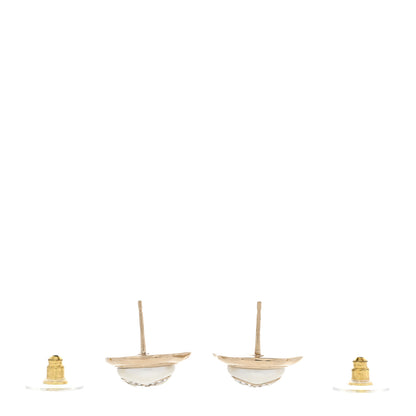 Chanel Metal Resin Crystal CC Earrings Gold 3 of 5