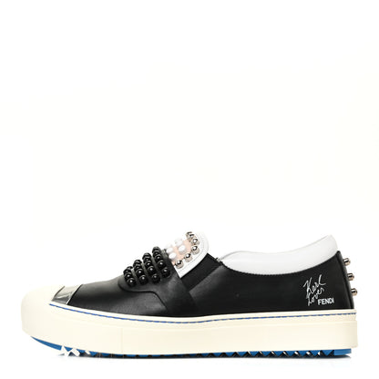 Fendi Calfskin Studded Karlito Slip On Sneaker 40 Black 1 of 15